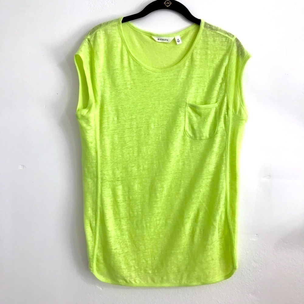 Athleta T-shirt size M one pocket 100% linen